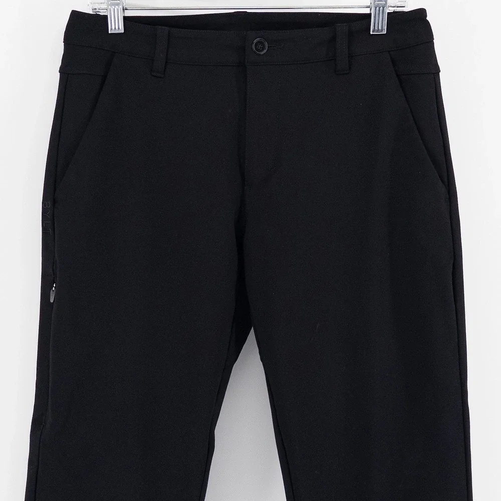 BYLT Mens 33x28‎ Everyday Pant 2.0 Straight Fit Chino Black Stretch Trousers